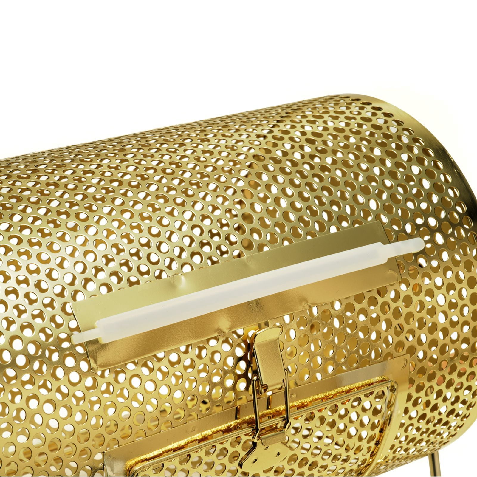 Raffle Drum, Holds 2500 Tickets or 100 Ping Pong Balls, Metal Lottery Spinning Drawing with Wooden Turning Handle,11.6 x Ø7.48 inch Brass Plated Raffle Ticket Spinning Cage, for Bingo Ballot