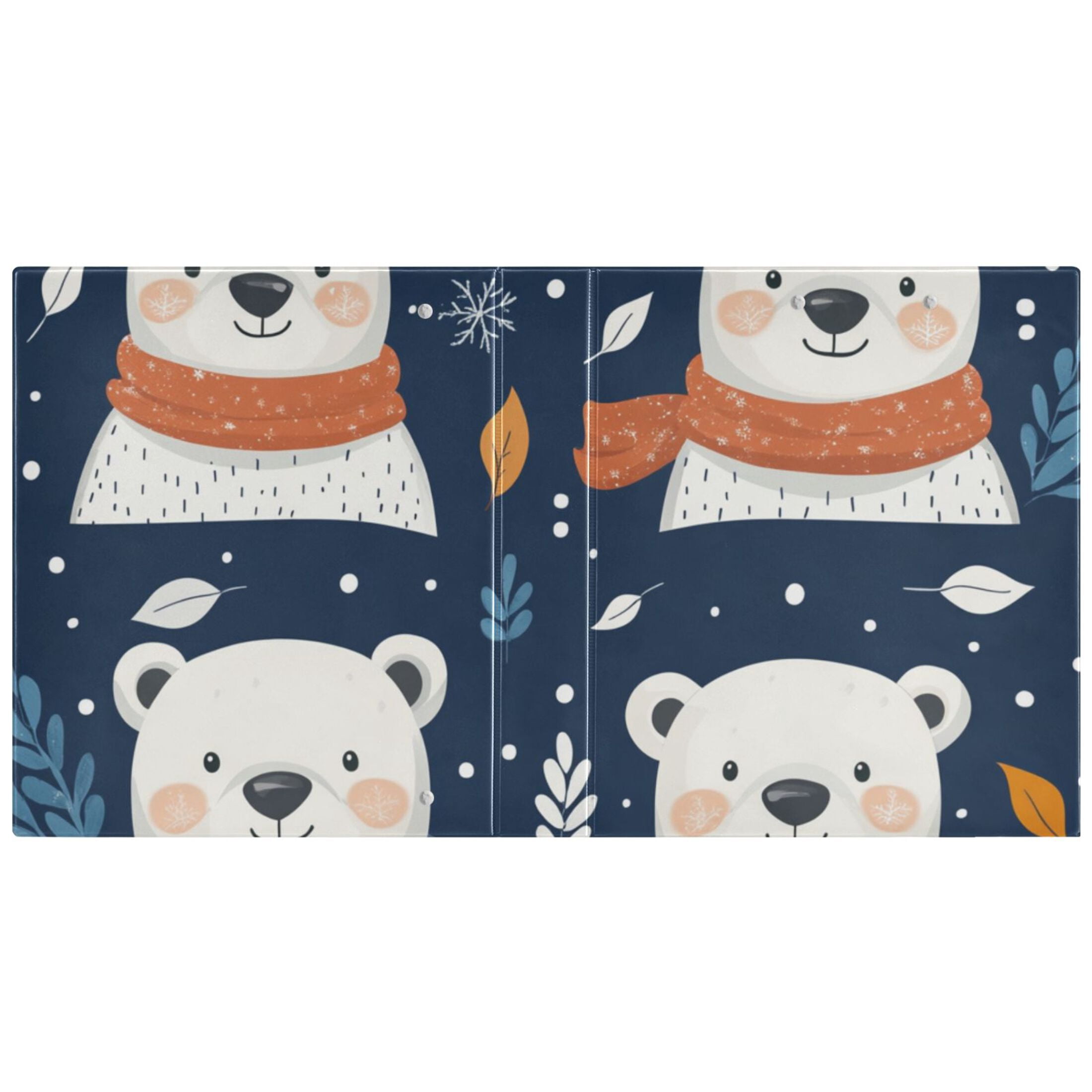 Polar Bears Snow 3 Ring Binders 1.5 inch Hardcover File Folders with Interior Pockets A4 Size Organizer for School Office Hospital