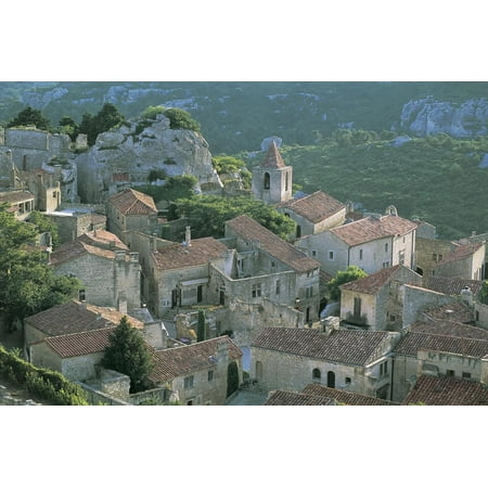 High Angle View of Houses in a Village, Les Baux De Provence, Provence-Alpes-Cote D'Azur, France Print Wall