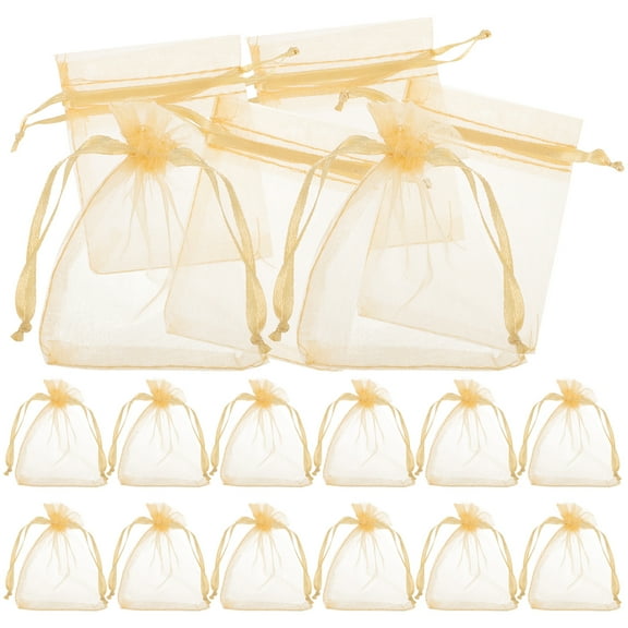 100 Pcs Creative Drawstring Organza Candy Bags, Small Transparent Pouches for Party Favors, Wedding, Jewelry, and Treats