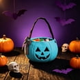 thumbnail image 5 of Halloween Pumpkin Candy Bag with Bow, Handheld Bucket Candy Bags Halloween Holiday Decoration (1PC Blue), 5 of 6