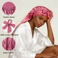 thumbnail image 5 of LAPTOM MAXA Long Satin Bonnet, Double Layer Reversible Silk Bonnet for Long Hair Women Sleeping Cap with Tie Band, 5 of 6