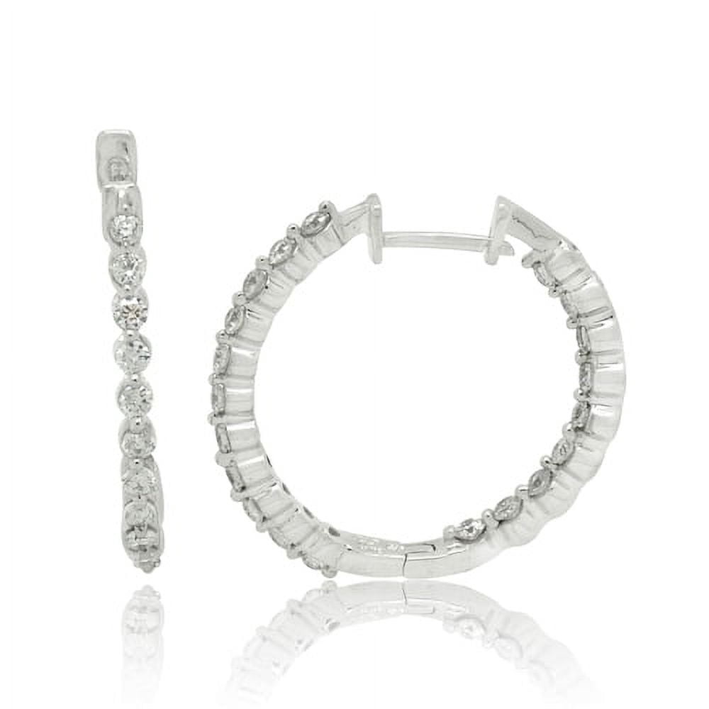 10K White Gold 1.00 CTTW Diamond Hoop Earring