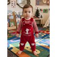 thumbnail image 4 of RUINIXCW Newborn Baby Boy Girl My First Christmas Outfit Infant Fall Winter Clothes Stripe Long Sleeve Romper Embroidery Velvet Overalls Pants Set, 4 of 10