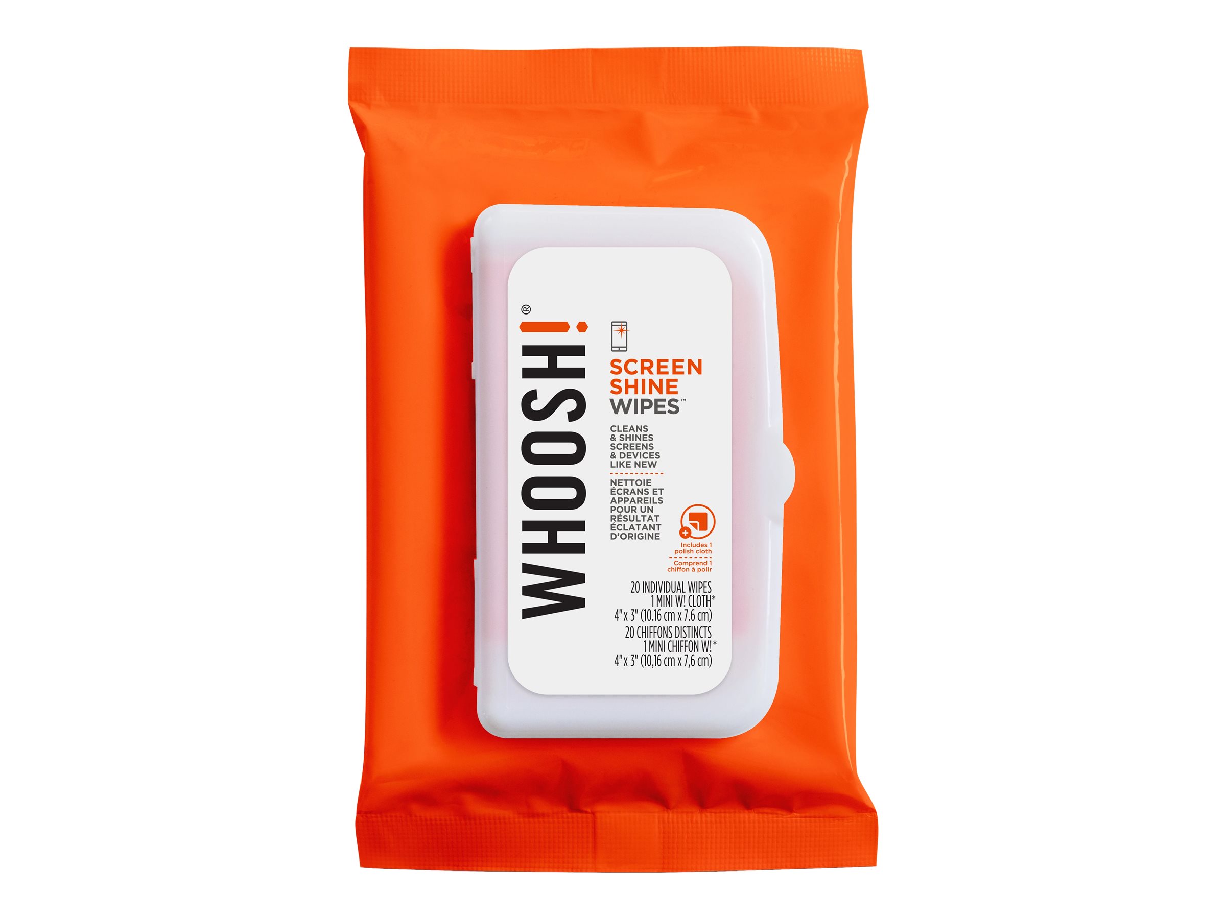 Whoosh! 20Pack Screen Cleaning Wipes w/Additional Mini Cloth Walmart