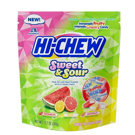 Hi-Chew SWEET & SOUR Mix 3 Flavors by Morinaga Fruit Chew Candy Stand-up Bag 12.7 Oz. 72