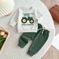 thumbnail image 2 of KPOPLK Toddler Baby Boy Fall Outfit Truck Embroidered Tee Tops with Elastic Waist Pants Winter 2 Piece Clothes Green Size 6-12 Months, 2 of 7