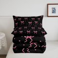 thumbnail image 5 of Manfei Pink Bow Knot Loves Queen Comforter Set,Minimalist Geometric Polkadot Comforter Sets Queen,Black Reversible,3pcs,1 Comforter and 2 Pillowcases, 5 of 7