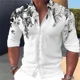 thumbnail image 3 of Camisa de manga larga con cuello alto y botones para hombre de primavera, camisa con estampado de hojas verdes, informal, suave y cómoda, para hombre, talla grande, 3 of 4