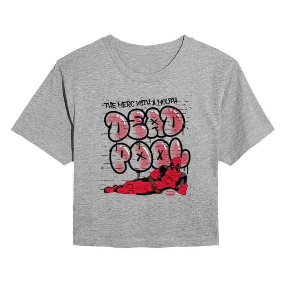 Marvel - Deadpool Street Graffiti - Juniors Cropped Short Sleeve Graphic T-Shirt
