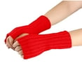 thumbnail image 4 of Elainilye Fashion Women's Winter Fingerless Gloves Woolen Gloves Straight Arm Sleeves Fake Sleeves Knitted Gloves Warm Gloves,Red, 4 of 6