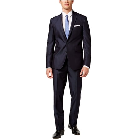 Kenneth Cole Mens Mirco-Stripe Two Button Blazer Jacket, Blue, 40 Regular