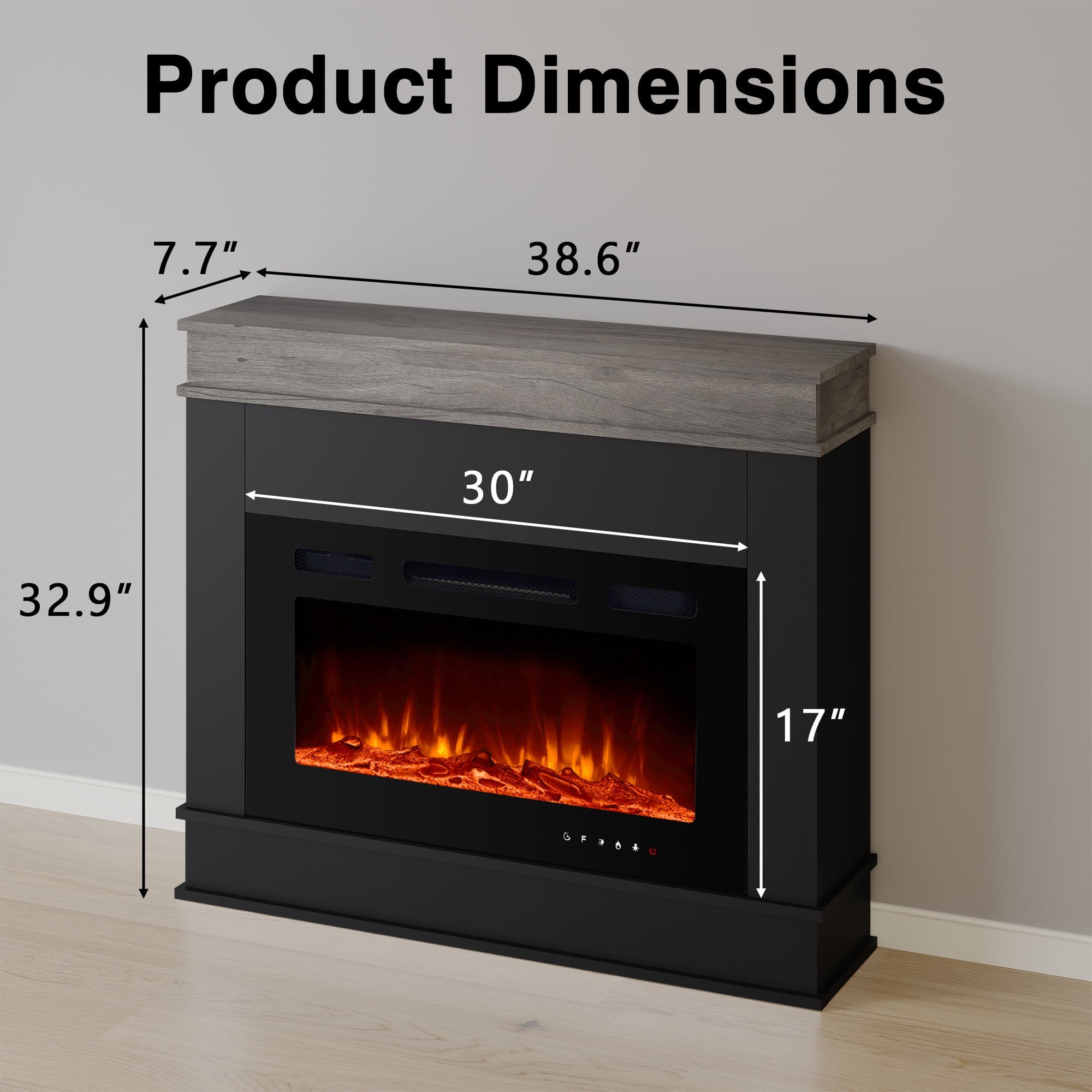 Maxhonor Electric Fireplace Mantel with 12 Flame Colors, Overheating Protection & Remote Control, Classic Minimalist Design
