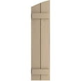 thumbnail image 2 of Ekena Millwork 11"W x 72"H (68 3/8" Low Side) Timberthane Rough Cedar Two Board Joined Board-n-Batten w/Elliptical Top Faux Wood Shutters (Per Pair), Primed Tan, 2 of 6