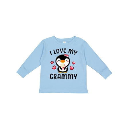 

Inktastic I Love My Grammy with Cute Penguin and Hearts Gift Toddler Toddler Girl Long Sleeve T-Shirt