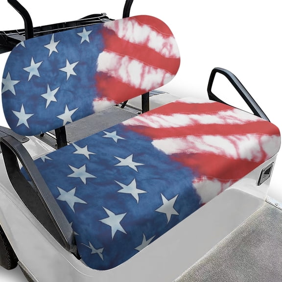 HUAICONG Patriotic Stars Washable Golf Cart Seat Cover for EZGO Club Car Precedent Golf Cart, Moisture-Wicking Breathable Golf Cart Seat Covers