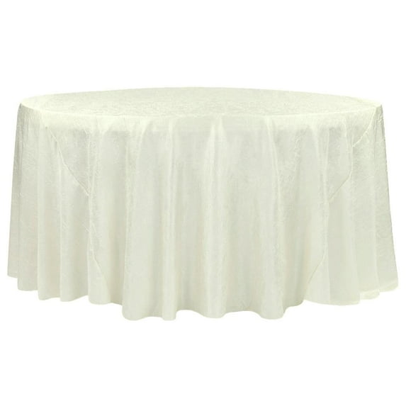 1 Pc, Crushed Taffeta 120" Round Tablecloth - Ivory For Wedding Or Formal Event Decor(Machine Washable)