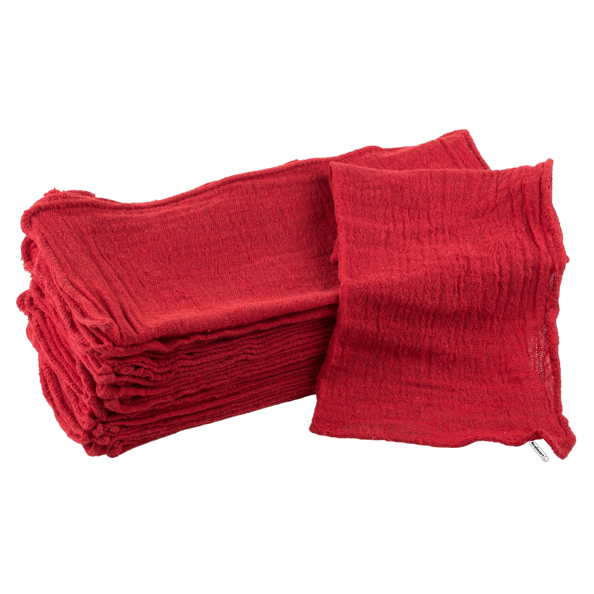 100pk INDUSTRIAL SHOP RAG CLEANING TOWELS RED NEW MECHANIC AUTO SHOP COMMERCIAL 