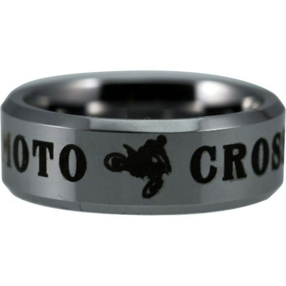 Silver Tungsten Motocross Stunt Ring