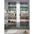 thumbnail image 2 of Retro Farm Animals Sheer Curtains 84 Inch Length 2 Panels Set Window Treatments, Country Cow Pig Chicken Turquoise Wood Rod Pocket Semi Curtains for Living Room/Bedroom/Kitchen Décor, 104"W x 84"L, 2 of 7