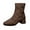 Coffee, variant on Black Booties TKYCMSUAKI Women's Mid Calf Boots, Wide Width Slouchy Boots for Girls Ladies Faux Suede Pull On Boots Fashion Retro Low Stacked Heel Winter Fall Short Boots