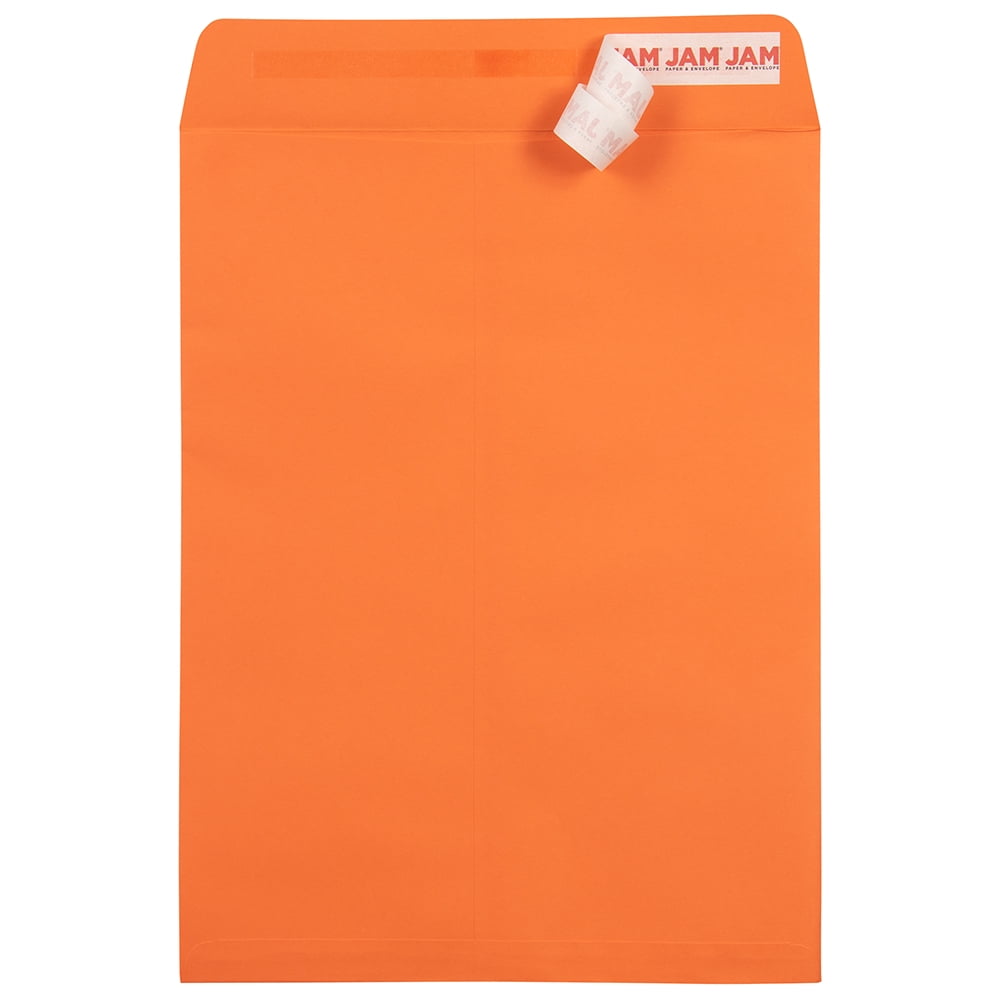 JAM Paper Orange 9 x 12 Open End Catalog Peel & Seal Envelopes, 50/Pack