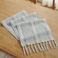 thumbnail image 4 of Mistayd Braided Striped Table Runner Farmhouse Cotton Linen Table Runner with Tassels for Parties Christmas Kitchen Dinner Birthday Table Decorations, Grey, 12 x 90 Inch, 4 of 5