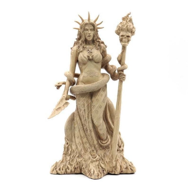 Estatua de resina de la mítica reina con bastón y serpiente, 20 cm