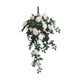 thumbnail image 2 of Artificial Rose Hanging Basket Flowers for Outdoor Indoor Decor, Faux Rose Bush with Woven Basket, UV Resistant Fake Plant for Porch Patio Balcony, Home Ornaments for Spring Summer, 2 of 6