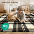 thumbnail image 4 of ODIKA 5'x7' Washable Area Rug Non-Slip, Chair-Friendly Handwoven Plaid Interlocking Checks With Striped Central Focus for Dining Room, Under Table, Home Office, 4 of 7