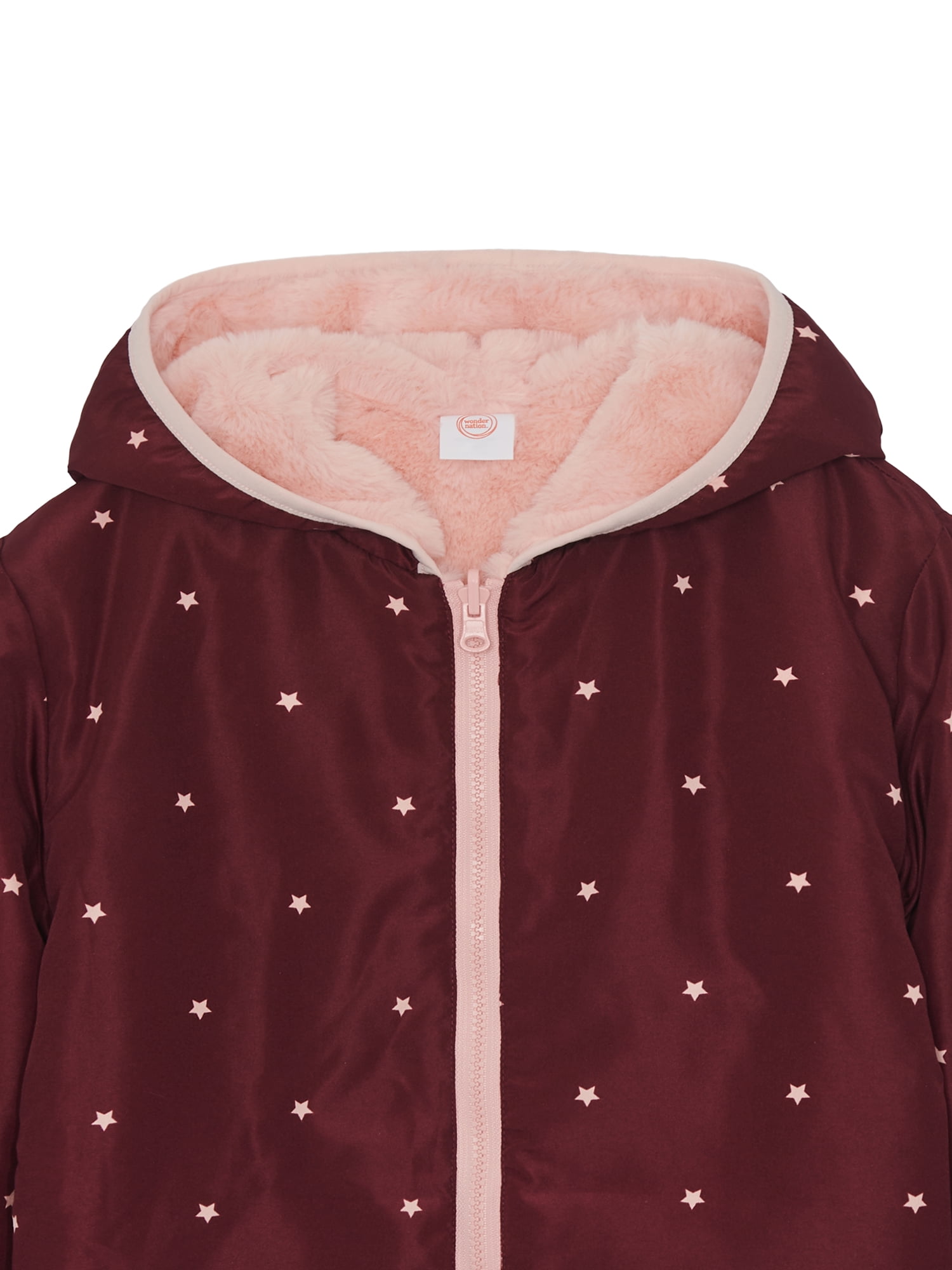 Wonder Nation Toddler Girl Faux Fur Reversible Jacket, Sizes 12M-5T