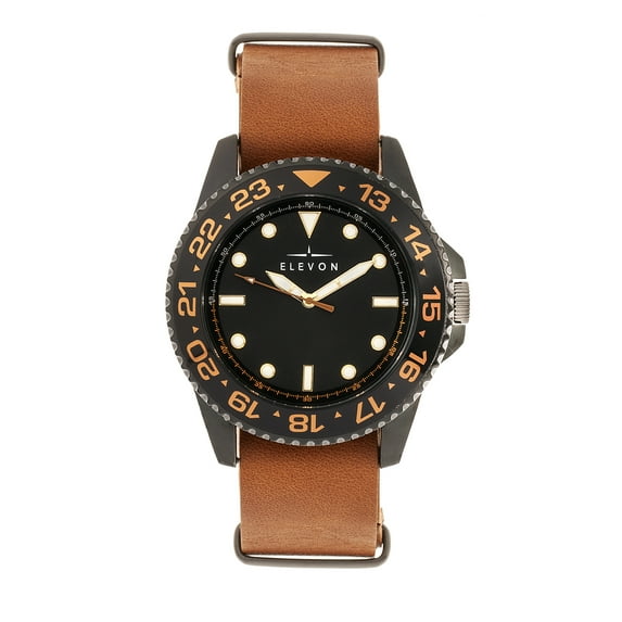 Dumont Leather-Band Watch - Black/Light Brown
