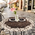 thumbnail image 6 of Coffee Owl Round Tablecloth for 45-54 Inch Tables, Fitted Table Cover with Elastic Edge, Cute Bird Big Eyes Animals Brown Beans Waterproof Outdoor Table Cloth Protector for Patio Garden Dinner Picnic, 6 of 9