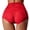 Red, variant on Women Sexy Lace Underwear High Waist Tummy Control Soft Breathable Panties Briefs (Red, L)
