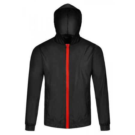 Hascon Men Long Sleeve Hoodie Zipper Closure Thin Outwear Loose Casual Leisure Sports Wind Coat HITC