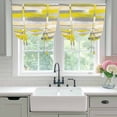 thumbnail image 4 of Yellow Gray Stripes Balloon Curtains for Windows, Bedroom Curtains 54 Inch Length, Watercolor Modern Abstract Minimalist Tie Up Curtains Panels Thermal Insulated Bathroom Curtains Window 42"x54", 4 of 8