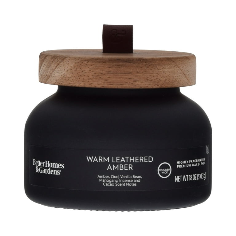 Better Homes & Gardens 18oz Leathered Amber Scented Wooden Wick