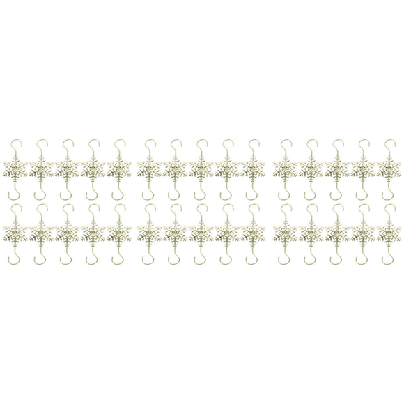 Desk Top Decor 30Pcs Snowflake Tree Ornament Hooks Decorating Hangers Metal Wire Ornament Hooks Gold