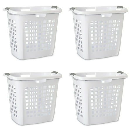 Sterilite Ultra™ Easy Carry Plastic Laundry Hamper w/ Sturdy Rim and Handles, White, Pack of 4