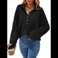 thumbnail image 2 of Sudadera Informal de Larga con Solapa y Botones para Mujer, Estilo 2025 Negro M, 2 of 9