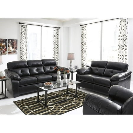 Ashley Bastrop 3 Piece Leather Sofa Set In Midnight Ashley Bastrop 3 Piece Leather Sofa Set In Midnight