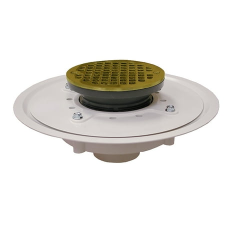 

2 Heavy Duty Drain Base with 3-1/2 Plastic Spud 5 Polished Brass Strainer PVC