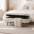 thumbnail image 4 of EHANCIS 43.5" Storage Ottoman Bench, Linen Upholstered End of Bed Bench, Entryway Seating for Bedroom Living Room Window, Holds 300 lbs, Beige, 4 of 6