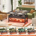 thumbnail image 5 of Homieasy Coffee Table Lift Top with LED Light and Power Outlet, Multi-Function Coffee Table Converts to Dining Table, Center Table with Shelves for Living Room Reception Home Office, Espresso, 5 of 7