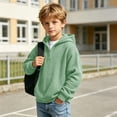thumbnail image 3 of KyCheLot Boys Hoodie Quarter Zip Long Sleeve Textured Sweatshirt Fashion School day Activewear for Boys Age 3-14, 3 of 9