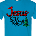 thumbnail image 4 of Inktastic Christmas Jesus is the Reason with Green Plaid Tree T-Shirt, 4 of 5