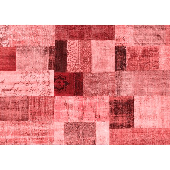 Ahgly Company Indoor Rectangle Patchwork Red Transitional Area Rugs, 2' x 5'