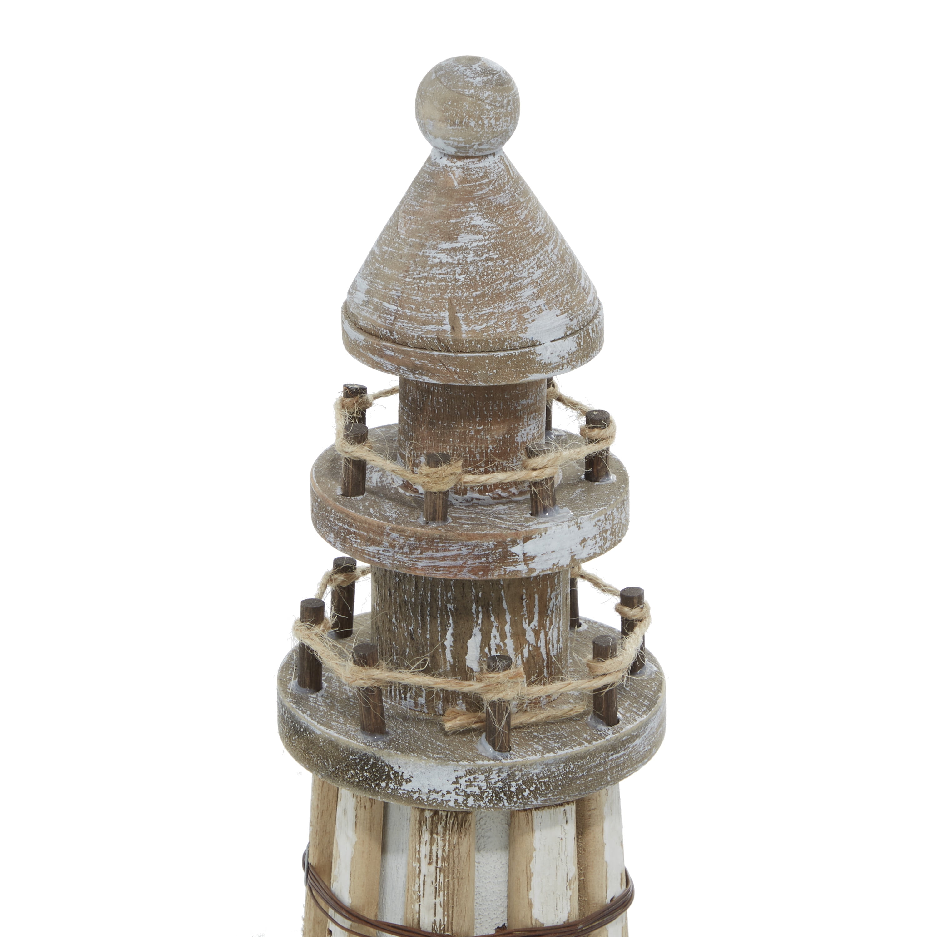 20", 14"H Brown Wood Light House Sculpture, by DecMode (2 Count)