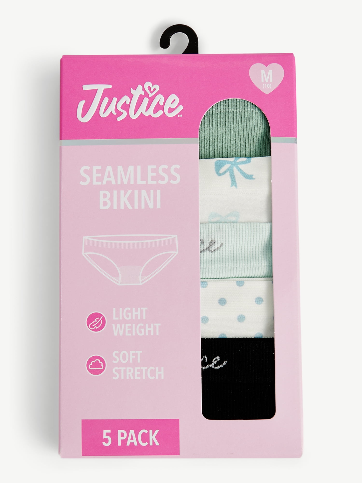 Justice Girls Variegated Seamless Bikini Undies, 5-Pack, Sizes 6-16