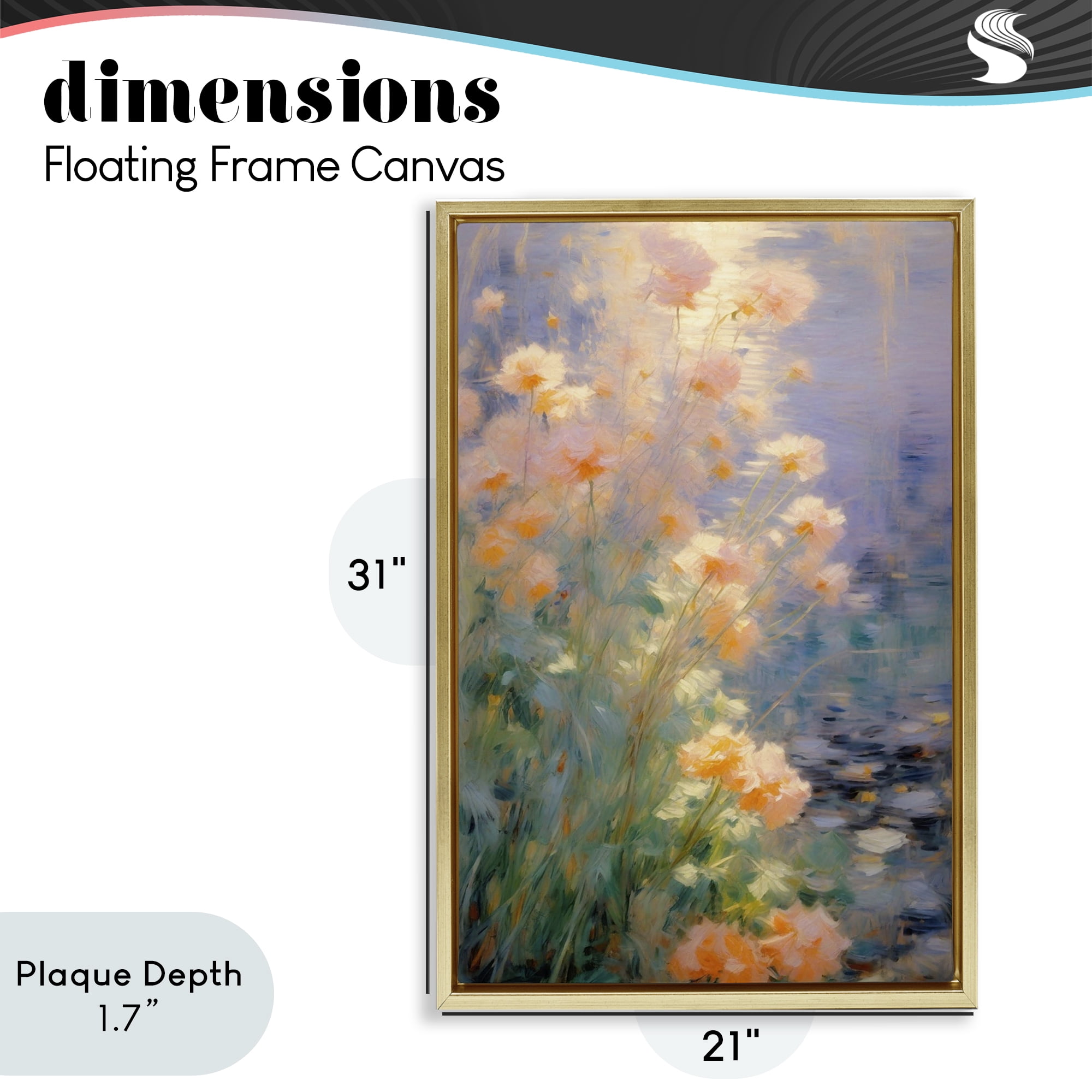Stupell Industries Sunlit Pastel Blossoms Impression Gold Framed Floater Canvas Wall Art, design by Angie Hawke